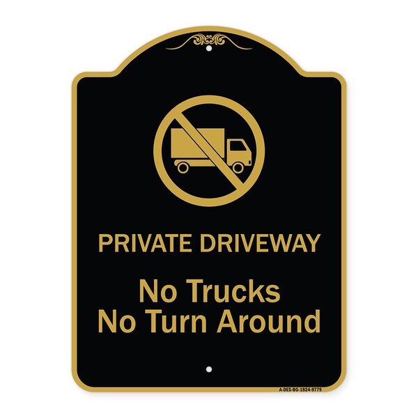 Signmission Designer Series-Private Driveway. No Trucks No Turnaround, 24" x 18", BG-1824-9779 A-DES-BG-1824-9779 - main